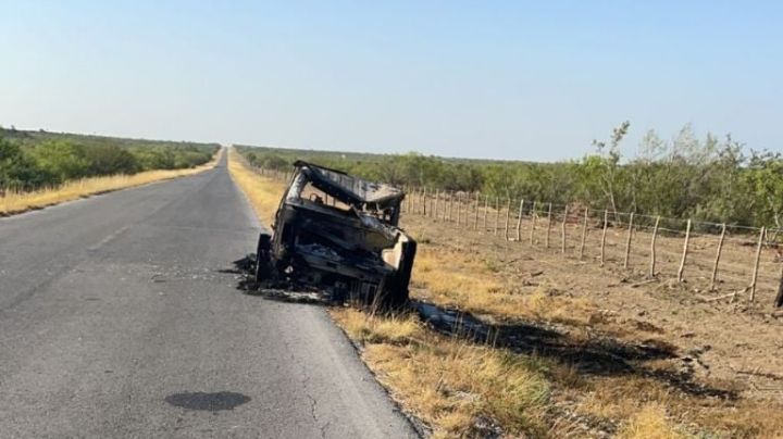Hallan restos de tres personas calcinadas dentro de Jeep en Los Ramones, Nuevo León