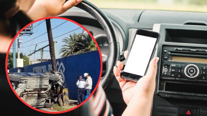 Recibe mensajes de su trabajo al celular y vuelca su auto