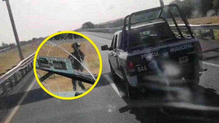 Tráiler es perseguido en carretera Monterrey-Reynosa; lo paran baleando llantas