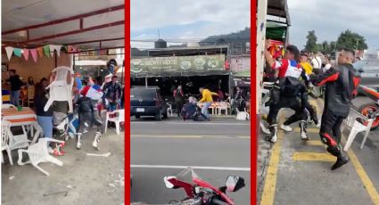 Bikers arman pelea campal en Tres Marías; se dan hasta con la silla | VIDEO