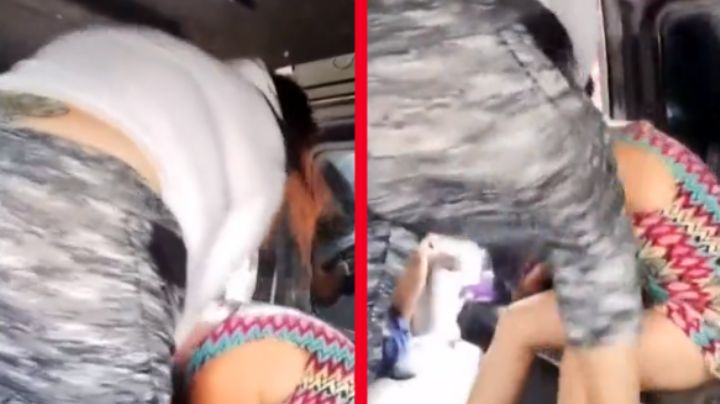 Embarazada da golpiza a amante de su esposo; los sorprende saliendo de motel | VIDEO