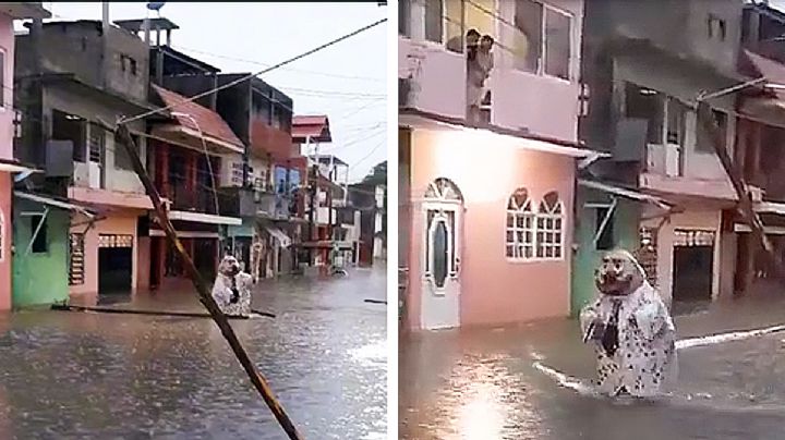 Abandonan al Dr. Simi en medio de la inundación, nadie le echa la mano | VIDEO