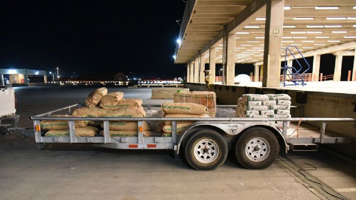 Intentan cruzar 'traila' cargada con casi mil kilos de metanfetaminas; perro los descubre