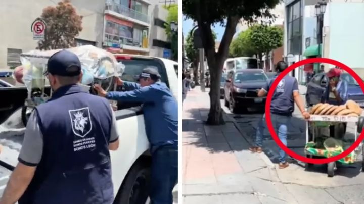 Policías le quitan carrito de pan a abuelito; no les importó que es propenso al infarto| VIDEO