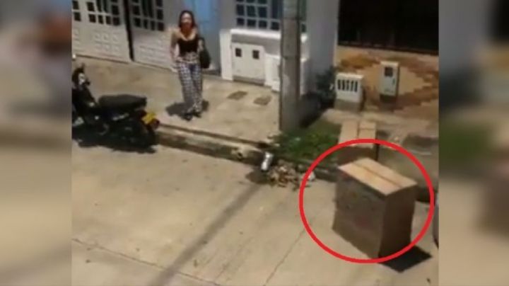 Esposa descubre infidelidad y amante escapa ¡escondida en una caja! | VIDEO