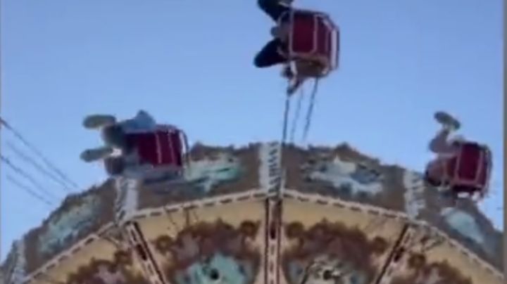 Mujer cae de juego mecánico en parque de diversiones de Brasil | VIDEO