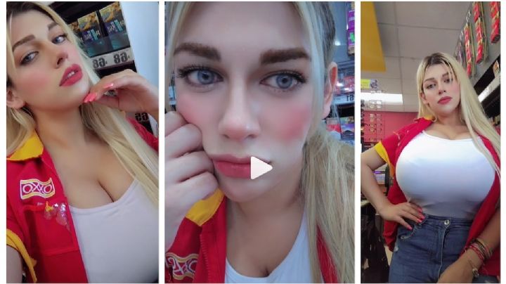 Nueva cajera del Oxxo causa sensación; la llaman Barbie humana, ¿de dónde es? | VIDEO