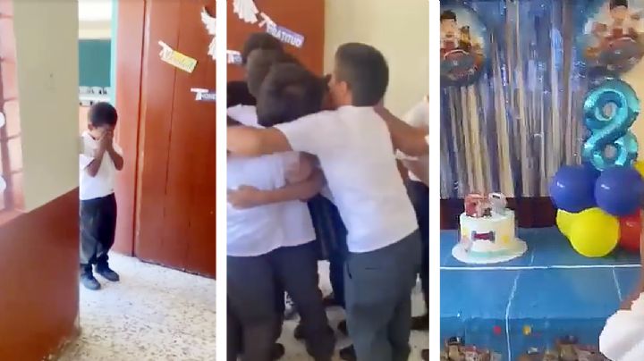 Llora de alegría por fiesta sorpresa en su escuela; niño nunca había celebrado un cumpleaños | VIDEO