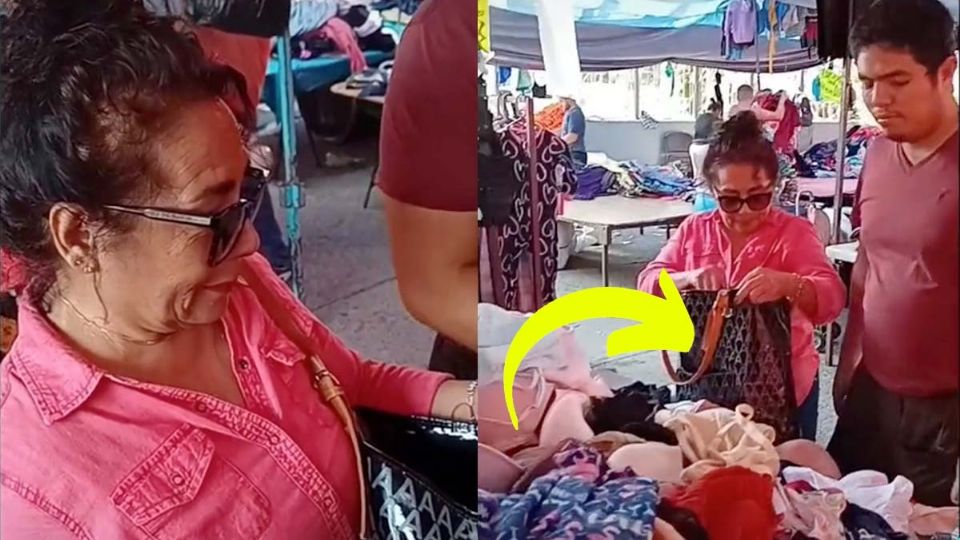 Mujer es sorprendida robando ropa de paca