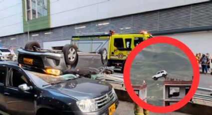 Joven se salva de morir tras chocar contra un edificio y caer 20 metros al vacío en su auto | VIDEO