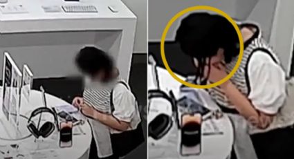 Mujer se roba un Iphone 'a mordidas' en tienda comercial | VIDEO