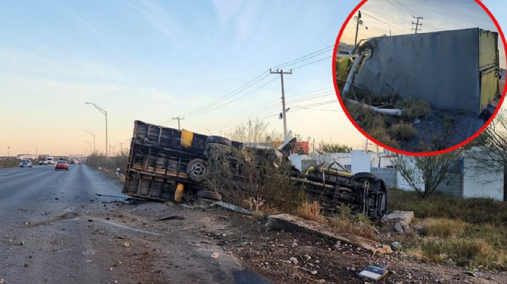 Chofer choca su camión con poste de CFE, vuelca y vive para contarlo en el Segundo Anillo Periférico