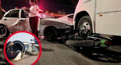 Menor de edad choca con su motocicleta y sufre aparatoso accidente; no traía casco