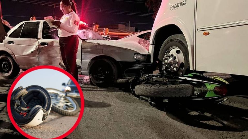 El joven golpeó un Nissan blanco, yéndose a impactar junto con el compacto hasta un autobús de transporte público mal estacionado