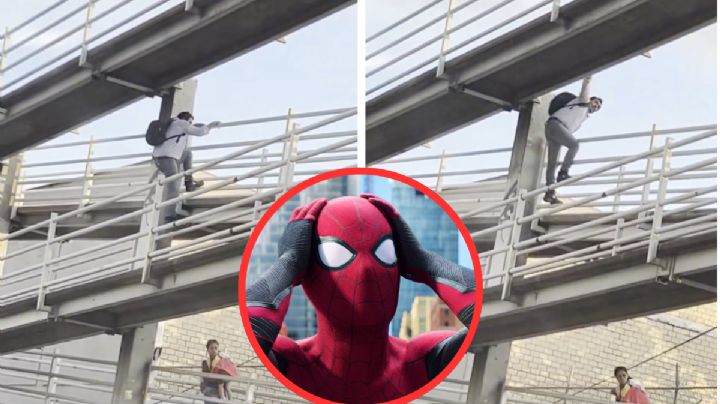 ¿Spider-Man, eres tú?; hombre trepa puente peatonal en vez de subirlo caminando I VIDEO