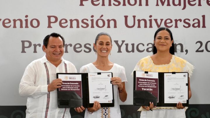 Firma Claudia Sheinbaum convenio de pensión universal para personas con discapacidad