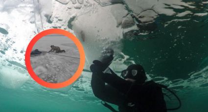 Pescadores salvan a un abuelito tras caer bajo el hielo | VIDEO