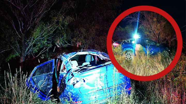 Nuevo Laredo: auto vuelca en el Bulevar Colosio y queda destrozado; pareja iba a bordo