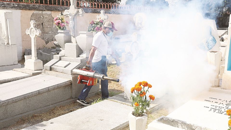 También se fumigaron los panteones, para combatir a los mosquitos.