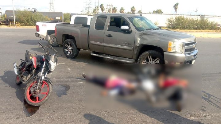Pareja que viajaba en motocicleta quedó tendida en el asfalto en Carretera a Anáhuac; ¿qué paso?