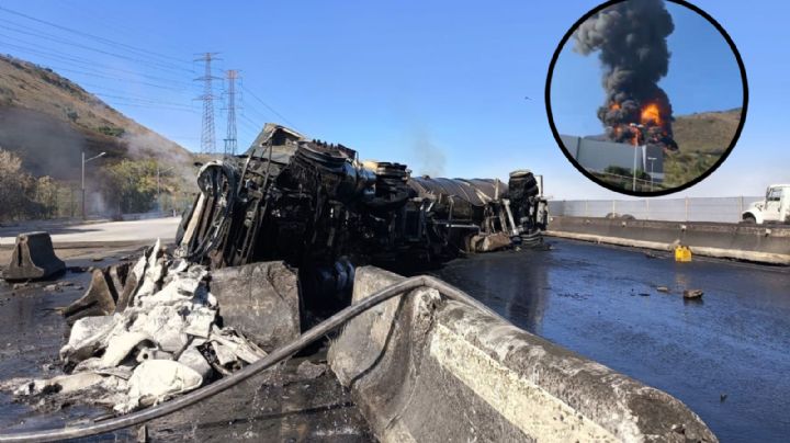 Muere calcinado conductor de pipa tras volcadura; cisterna explotó y cayó a barranco