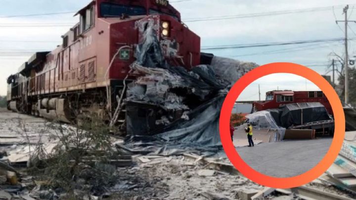 Chofer de camión se impacta contra tren al intentar ganarle el paso; provoca caos vial