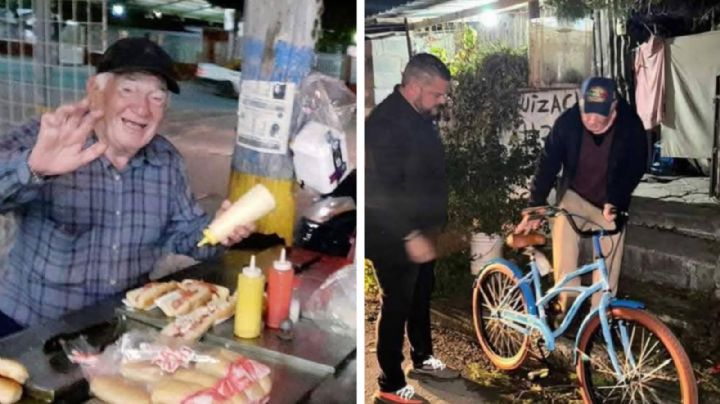 Roban bicicleta a abuelito mientras vendía hot dogs en su puesto; recibe hermosa sorpresa