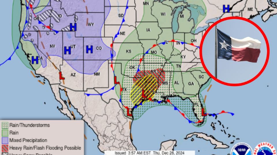 Texas: con fuertes lluvias y caída de granizo, así será el clima este 26 de diciembre