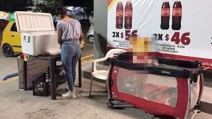 Madre adolescente vende burritos con su bebé durante las madrugadas para poder mantenerse