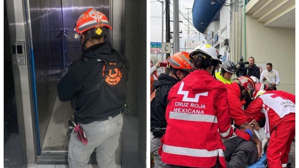 Tres lesionados al caer elevador en funeraria de Monterrey.