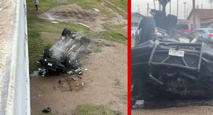 Hombre está grave tras caer con su camioneta del Express Way en Laredo, Texas