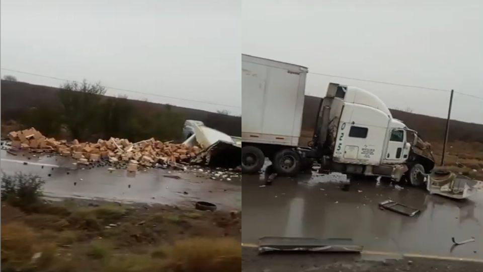 Tres tráileres involucrados en un accidente sobre la Mex II.