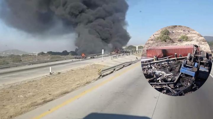 Tráiler se consume hasta fierros en la carretera; reportan la posibilidad de 3 personas sin vida