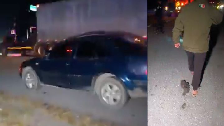 Hombre intenta cruzar a pie carretera y muere despedazado por tráileres 