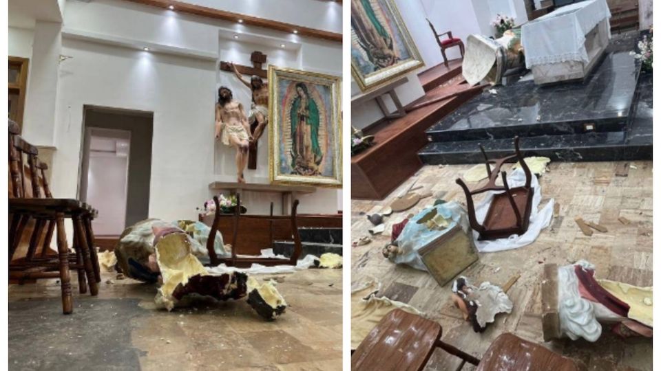 Hombre destruye figuras de iglesia San Judas de Saltillo, Coahuila.
