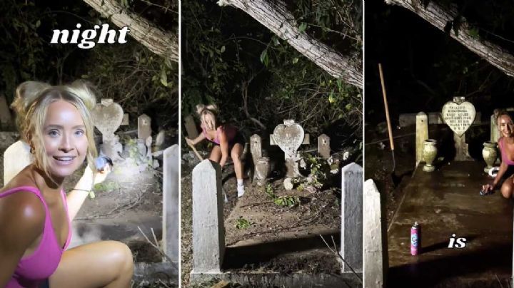Mujer sale por las noches a lavar tumbas; extraña actividad se viraliza | VIDEO