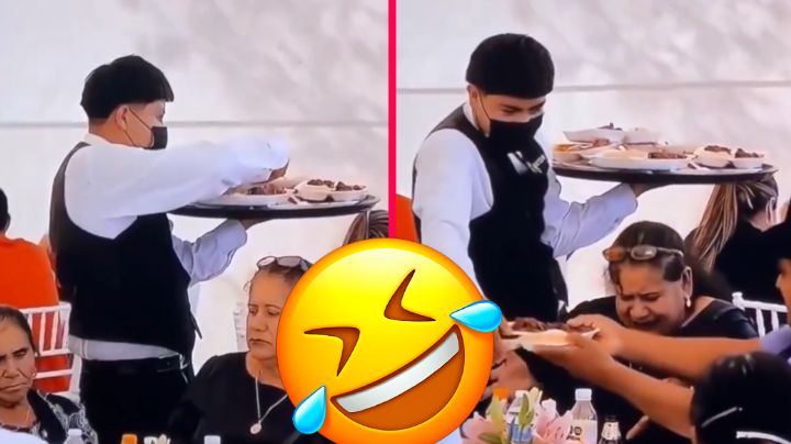 'Mi primera chamba': Mesero tira comida sobre invitada en una fiesta | VIDEO