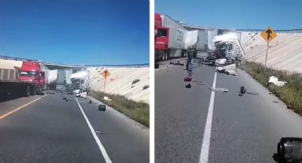 Se registra un choque brutal de tráileres en la Carretera Libre Monterrey-Laredo