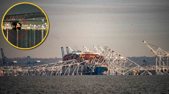 Momento exacto en que barco destruye puente vehicular en Baltimore | VIDEO