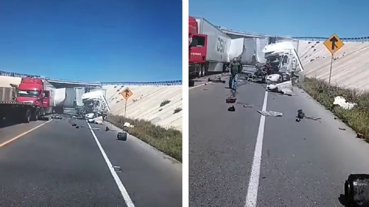 Se registra un choque brutal de tráileres en la Carretera Libre Monterrey-Laredo