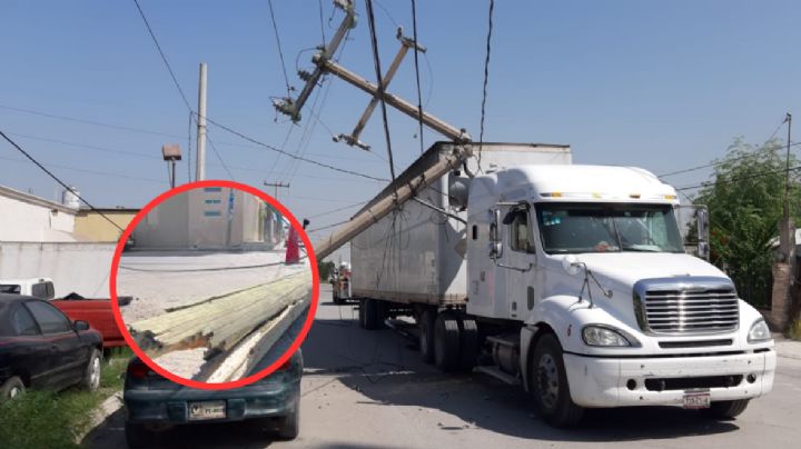 Nuevo Laredo: tráiler tumba dos postes de telefonía en la colonia México