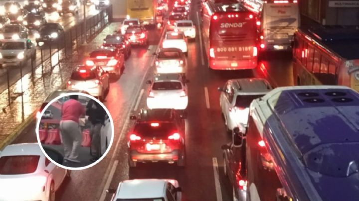 Pelean mujer y hombre a golpes en plena avenida tras incidente vial I VIDEO