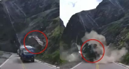 Enormes rocas aplastan autos en la carretera; impactante momento quedó captado en video