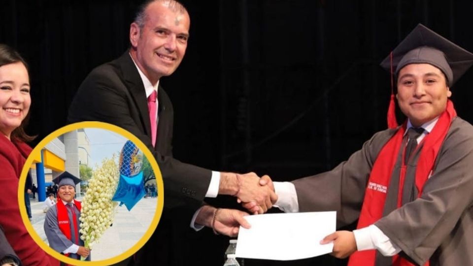 En homenaje a este humilde alimento que le dio las energías para estudiar, este joven licenciado pidió un ramo especial para sentirse orgulloso de sus raíces