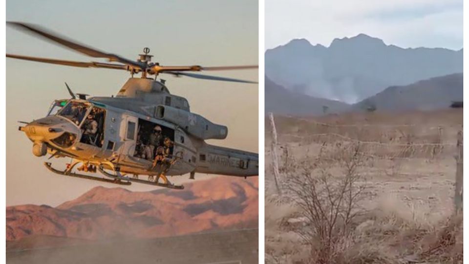 El helicóptero de la Marina se habría enredado con unos cables.