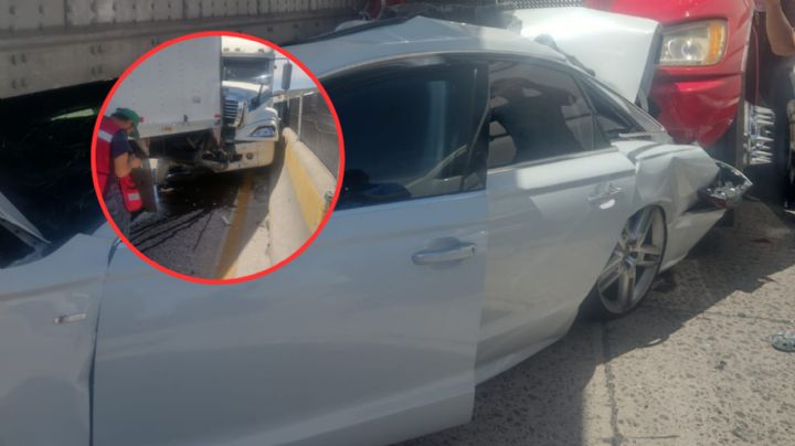 Carambola de tráileres en Libramiento Noreste de Querétaro; paraliza el tráfico