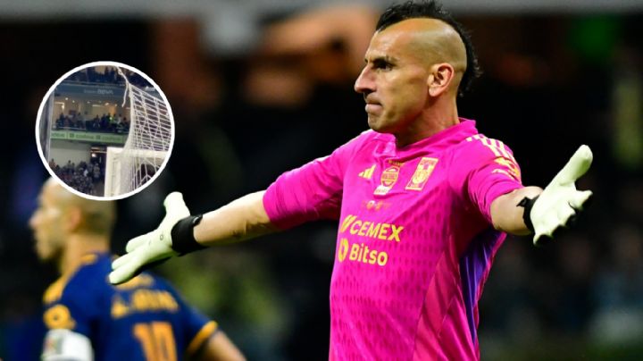 Momento exacto en que Nahuel Guzmán usa láser en Clásico Regio 135 | VIDEO