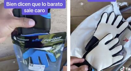 Compra en internet accesorios de futbol; lo estafan con guantes de portero de 4 dedos | VIDEO