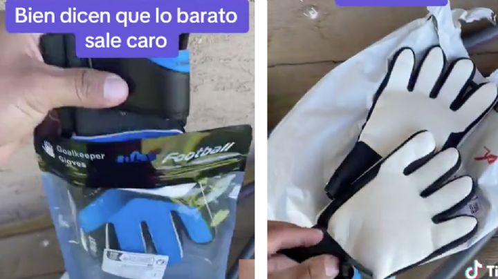 Compra en internet accesorios de futbol; lo estafan con guantes de portero de 4 dedos | VIDEO