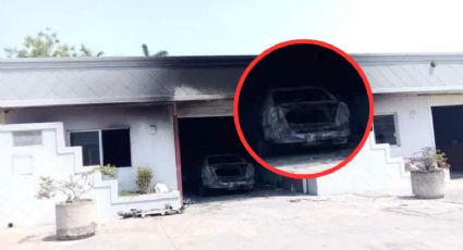 Vehículo se incendia al interior de la cochera de motel en Tabasco